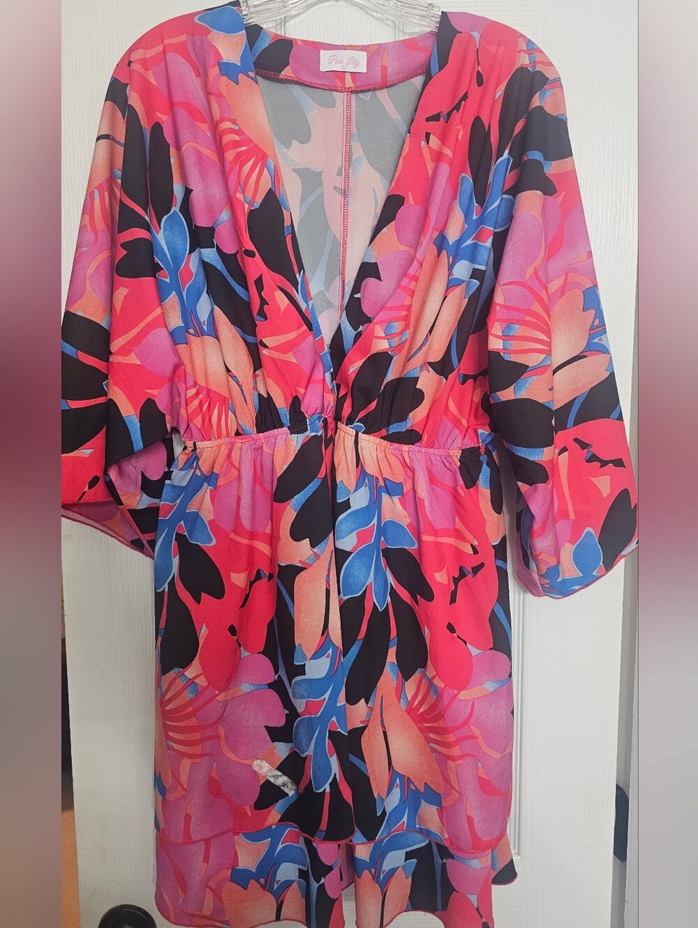 Pink Lily "Blush Floral Mini Dress" is a vibrant, resort-style Dress Size Large - Picture 2 of 9
